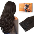 DOORES Clip in Hair Extensions Real Human Hair, Dark Brown 12 Inch 7pcs 80g, Remy Hair Extensions Clip in Human For Women Natural Silky Straight