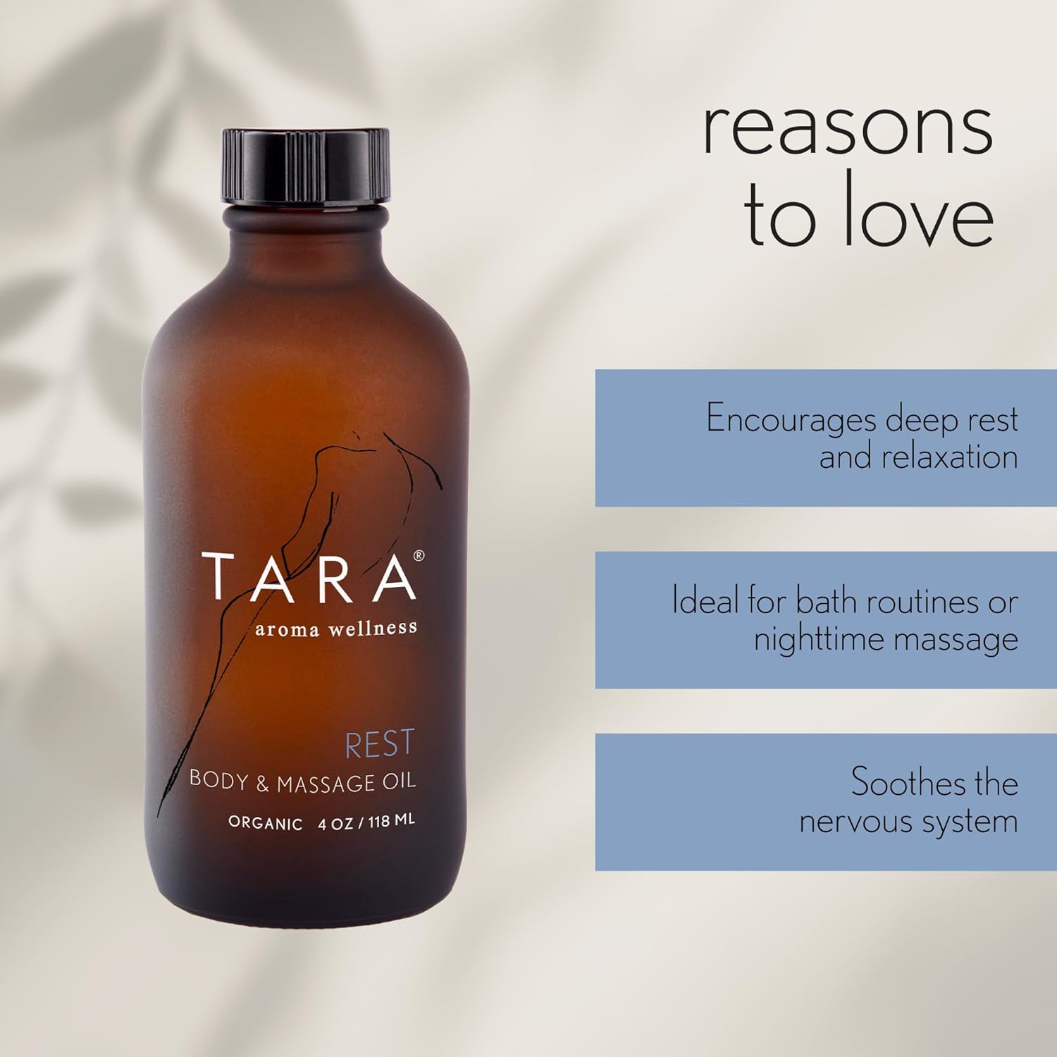 TARA Spa Therapy Massage Oil - Premium Organic Relaxation Blend with Lavender & Chamomile, 4 oz