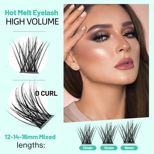 Bodermincer Eyelashes Clusters 10-12-14mm Mixed/12-14-16mm Mixed/14-16-18mm Mixed/16-18-20mm Mixed Nature D Curl False Lashes Cluster Eyelashes (14-16-18mm Mixed)
