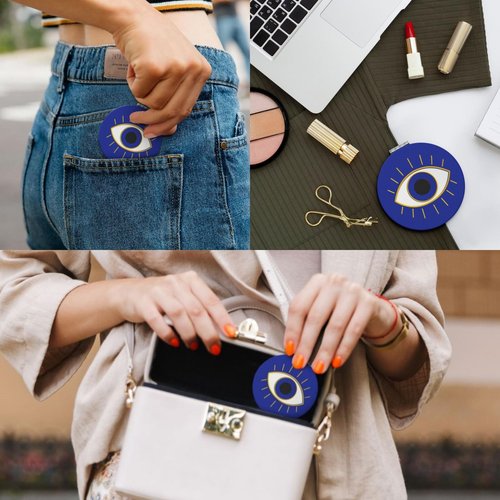 KWSAAHU Double-Sided Pocket Compact Mini Makeup Mirrors 1x, 2X Magnifying Mirror Portable Foldable Round Small Purse Mirror Suitable Daily Travel Party for Woman Man - Evil Eyes