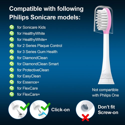 CILGEWH Kids Replacement Toothbrush Heads 10 Pack for Philips Sonicare Electric Toothbrush Soft Brush Head for Child 7+ for Boy Girl,5pink+5blue