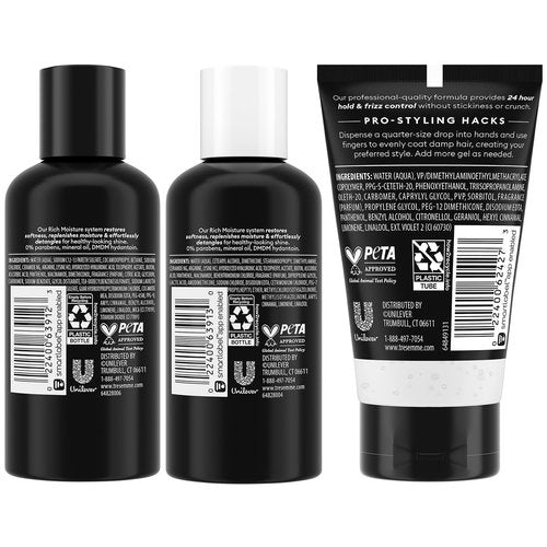 TRESemmé Travel Hair Care Set - Rich Moisture Shampoo, Conditioner & Alcohol-Free Gel | 3-Piece Set