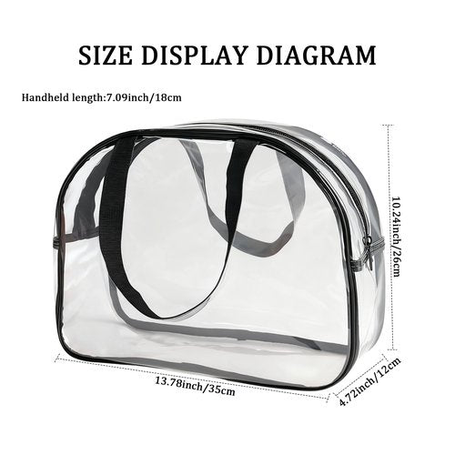 TotePrint Large Clear Butterfly Cosmetic Bag and Travel Pouch with Handle,Durable PVC Material,Zipper Design-Ideal for Makeup,Travel Essentials (Transparent+Black Handle)