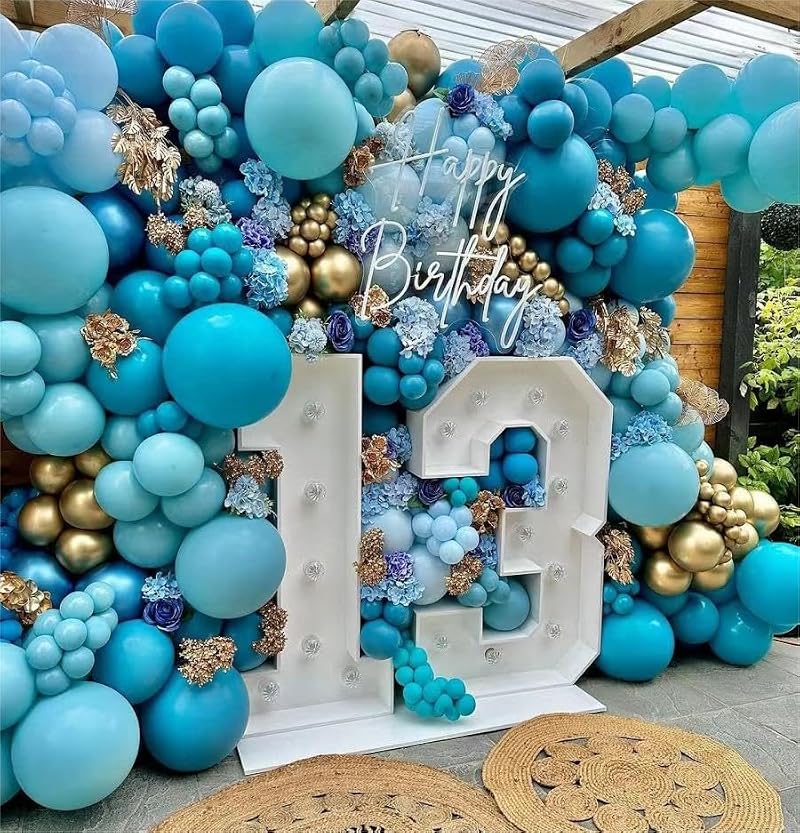 Matte Teal Blue Balloon Kit - 102pcs Latex Party Balloons in Multiple Sizes