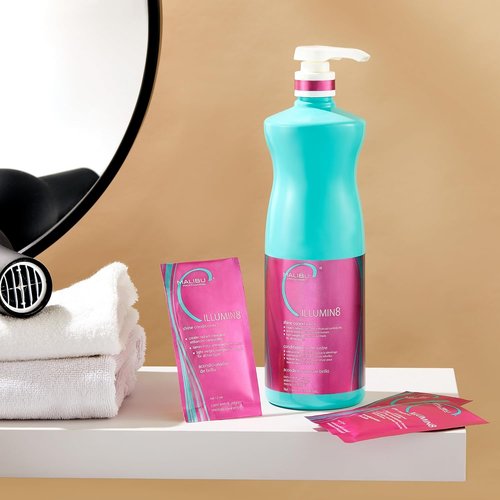 Malibu C ILLUMIN8 Shine Conditioner - Lightweight, Non-Greasy Formula for All Hair Types - Enhances Shine & Manageability