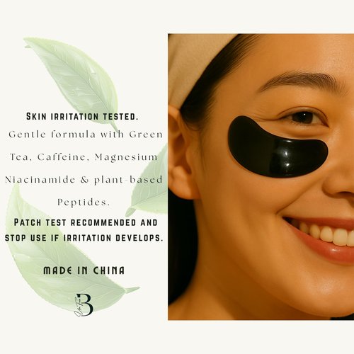 Bumfuzz Green Tea Under-Eye Patches (12 Pairs) | Depuff & Brighten Eye Gel Patches for Dark Circles & Tired Eyes | Plant-Based, Vegan with Caffeine, Niacinamide, Magnesium & Vegetable Peptides