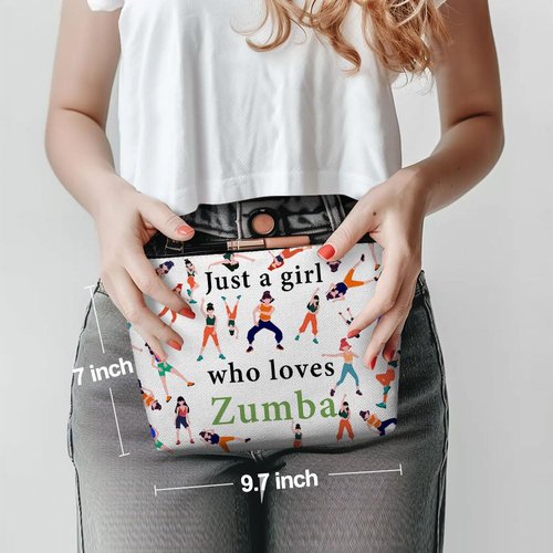 Henhesaha Funny Girl Loves Zumba Cosmetic Bag for Women, Zumba Gifts, Zumba Lovers Gifts Makeup Bag Funny Cosmeticcase for Sister Dance Zumba Team Leader Teacher Friend Birthday Friendship Christmas