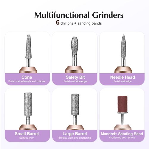 COSLUS C40 Electric Nail Drill File Professional: for Acrylic Gel Dip Powder Nails Portable Nail Machine Kit Manicure Pedicure Tools Polishing Set with Nail Drill Bits Sanding Bands