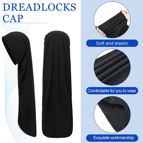 Twistover 2 Pcs Jumbo Dreadlock Cap Hair Dreads Head Wrap Loc Wraps for Dreads Hair Accessories for Men Women Sleeping(Black,Black,30 Inches)