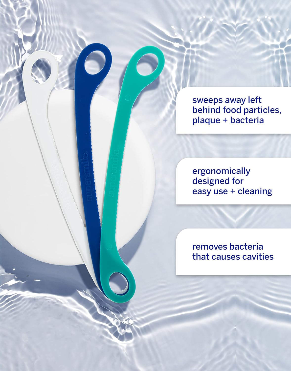 Supersmile Tongue Cleaner - Ergonomic Reusable Scraper, 3 Count for Fresh Breath