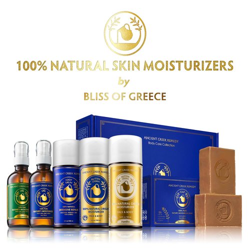 Ancient Greek Remedy Organic Face Moisturizer for Dry Skin - Anti Aging Face & Body Butter Cream - Almond, Jojoba, Olive, Rosehip, Vanilla, Vitamin E Oil. Natural Lotion for Women & Men 3.4 oz