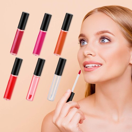Nuanchu 100 Pcs 10 ml Lip Gloss Tubes Bulk Empty Plastic Lip Gloss Containers Clear Tubes Refillable Balm with Wand and Rubber Inserts Containers Bottles for DIY Makeup Travel (Black)