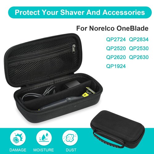 SLODE Hard Travel Case - Philips Norelco OneBlade QP2520/2530/2724/2834 - Durable Carrying Bag (Black)