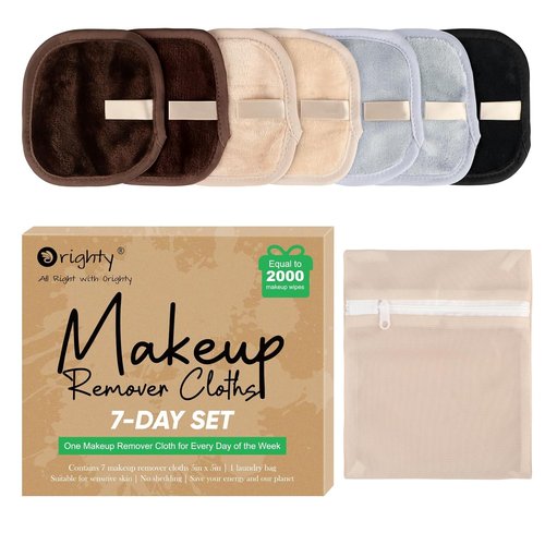 Orighty Makeup Remover Cloths - Premium 7-Day Reusable Pads for Effortless Makeup Removal | Neutrals