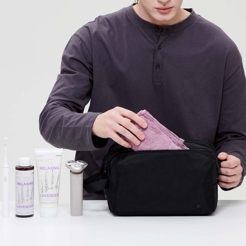 Purevave Large Compact Mens Toiletry Travel Bag Hanging, Mens Dopp Kit for Travel Waterproof, Wash Pouch Black