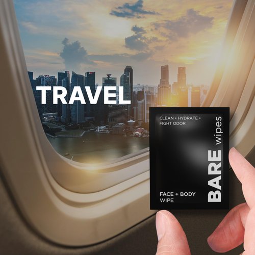 BARE Wipes 1 Pack, 20 Wipes - Portable Face and Body Wipes - Post Workout, Travel, Late Night, Pre Meeting - Powered By Tea Tree, Chamomile, Vitamin E, Aloe