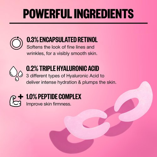 PEACE OUT Retinol Eye Lift Patches, 360° Biocellulose Eye Mask with Encapsulated Retinol & Peptides, Firming and Smoothing Eye Patches for Fine Lines, Wrinkles, 5 Pairs