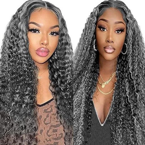 Grey Bundles Human Hair 12 14 16 Inch Water Wave Highlight 1B Grey Human Hair Bundle 3 Bundles 300g Total Unprocessed Brazilian Virgin for Black Women