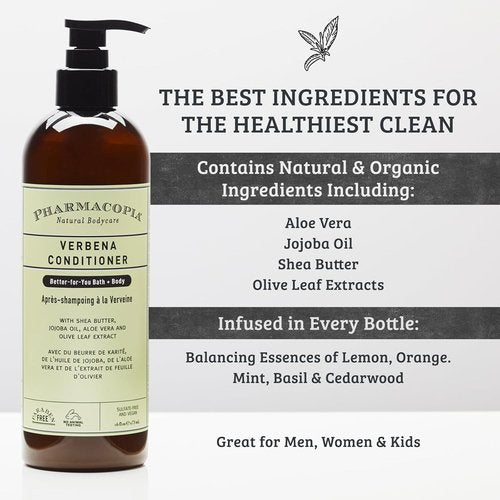 Pharmacopia Verbena Conditioner - Vegan Scalp Moisturizer with Shea Butter & Aloe Vera | 16 oz