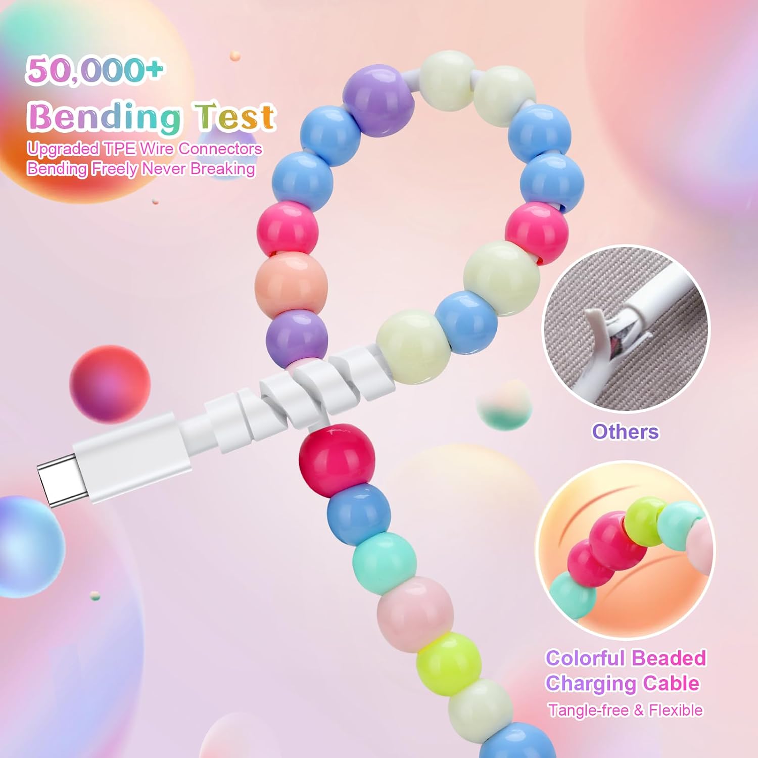 Aolcev USB C Cable - 66W Fast Charging Cord | 3.3FT Beaded Design for iPhone 17/16 Pro Max & Galaxy S26/S25/S24