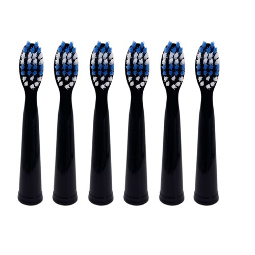 6-Pack Replacement Toothbrush Heads for Dnsly Fairywill FW507/FW508/FW917/FW909/FW949/FW958/FW507B/FW908/FW610/FW659/FW719/FW910 KIPOZI Sboly Sonic Electric Toothbrush (Black)