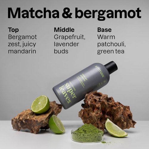 ATTITUDE Shower Gel for Men - 98% Natural Ingredients, EWG Verified, Matcha & Bergamot, 14 Fl Oz