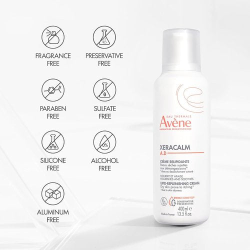 Avène XeraCalm A.D Lipid-Replenishing Cream - Fragrance-Free & Preservative-Free for Eczema Relief | 13.5 Oz