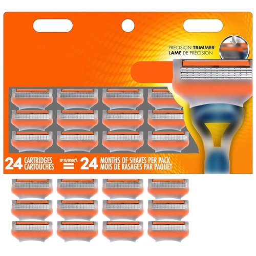 Skiennix 24Pcs Premium Razor Blades - 5-Layer Stainless Steel Refills for Gillette Fusion 5