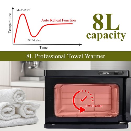 Retain Time 8L Professional Towel Warmer, Hot Towel Warmer, The RetainTime Towel Warmer is Suitable for Salons, Beauty, Spas, Pedicures and Other Professional Stores.(Black Towel Warmer)