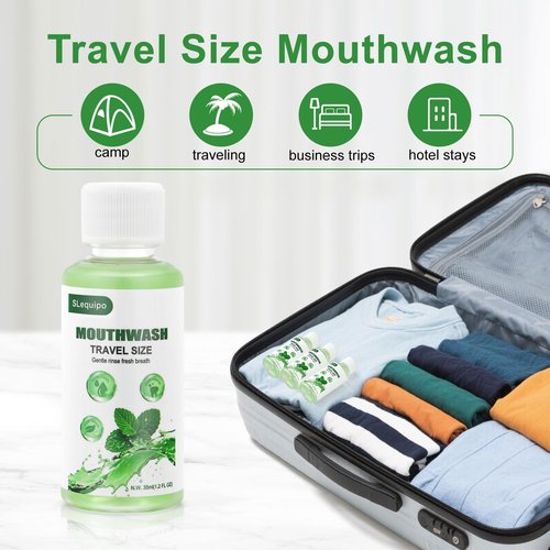 Travel Size Mouthwash Bulk Mini Fresh Mint Portable Mouthwash Individual Bottles 35ml/1.2fl oz for Travel Toiletry Kits (100)