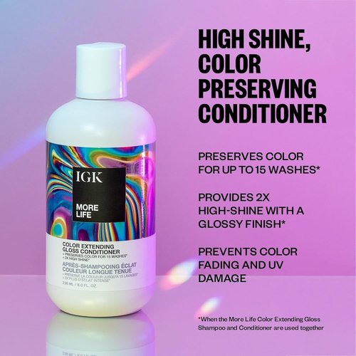 IGK MORE LIFE Color Extending Conditioner - Boost Gloss & Softness | Protects Color-Treated Hair from Fading