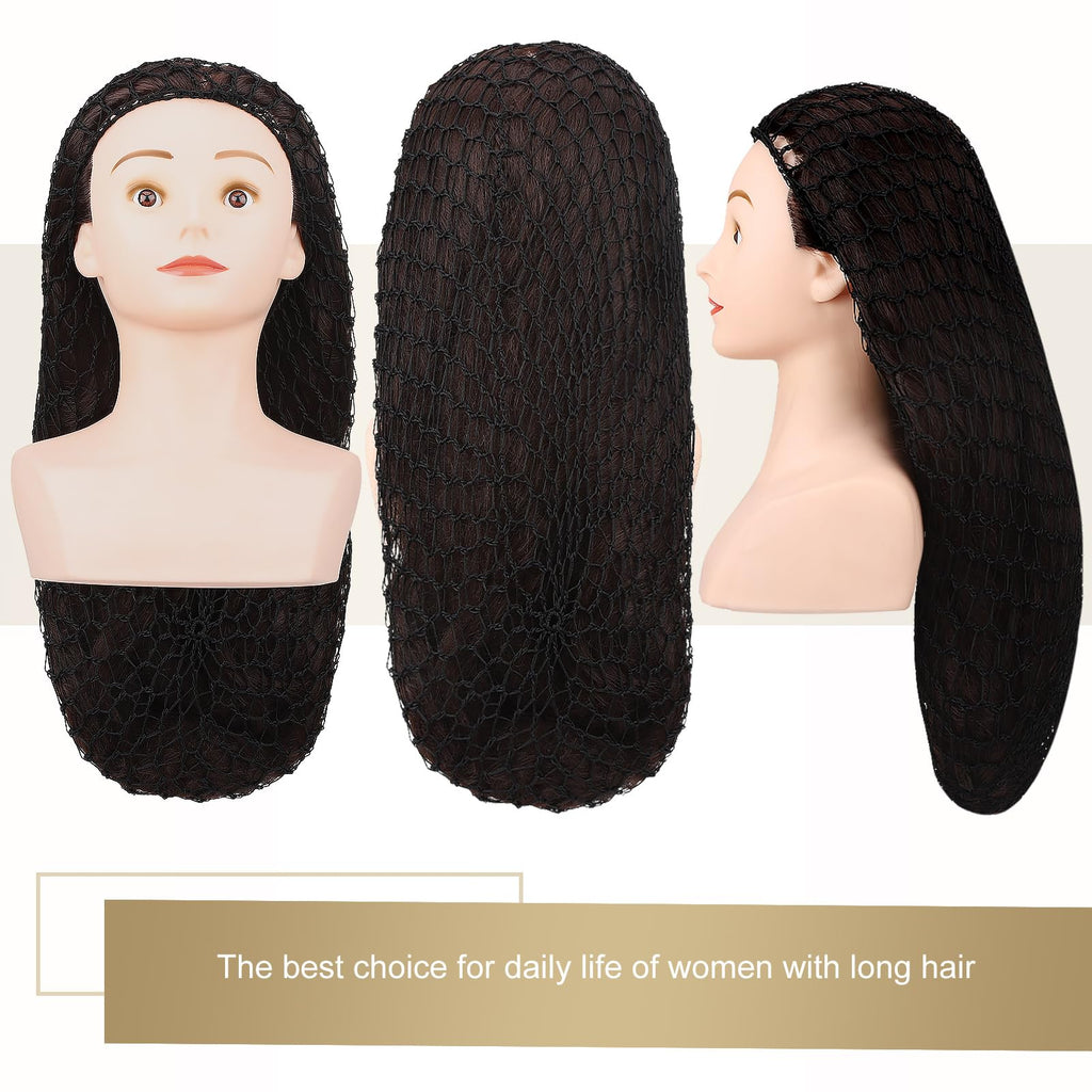 XLSXEXCL 5 Pcs Snoods for Women Hair, Extra Large Hair Nets Mesh Hair Net Crochet Mesh Sleep Bonnet Length Rayon Mesh Wrap for Curly Hair