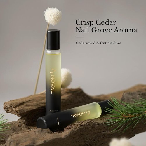NOVAL Cuticle Oil Roll-On - Cedar Scented Nail Care Serum with Jojoba Oil | Travel Size Bottle
