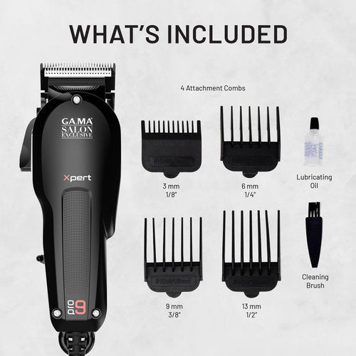 GA.MA Magnetic Clipper Pro 9 Xpert, High-Performance Motor, DLC F-Wedge Blade, Adjustable Taper Lever, 4 Combs