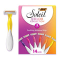 BIC Soleil 3 Colors Women's Disposable Razors With Aloe Vera and Vitamin E Lubricating Strip for Enhanced Glide, With 3 Blades, 14 Count