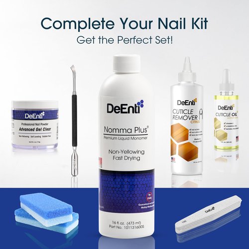 DeEnti Nomma Plus Professional Liquid Monomer, EMA Nail Liquid for Acrylic Powder, Non-Yellowing Monomer, 16oz Bottle, Professional Salon Quality Manicure and Pedicure Supplies