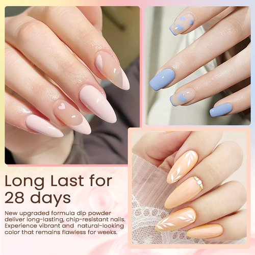 Lavender Violets Dip Powder Nail Kit 48 Colors Pink Red Purple Brown with Dip Powder Liquid Set and Essential Manicure Tools for Home Salon Manicure Nail Art Design G905
