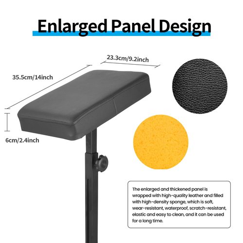 Tattoo Armrest Stand, Tattoo Arm Rest Stand Adjustable, Tiltable Thickened Black Leather Cushion, Stable Four Corner Base, Portable Tattoo Armrest for Studio Salon Tattoo