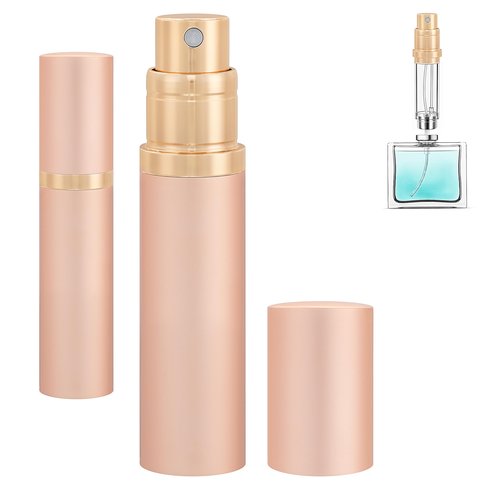 Qavhun Travel Refillable Perfume Atomizer Bottle 5ml Leakproof Travel Perfume Refillable Bottle, Perfume Atomizer (Rose Gold)