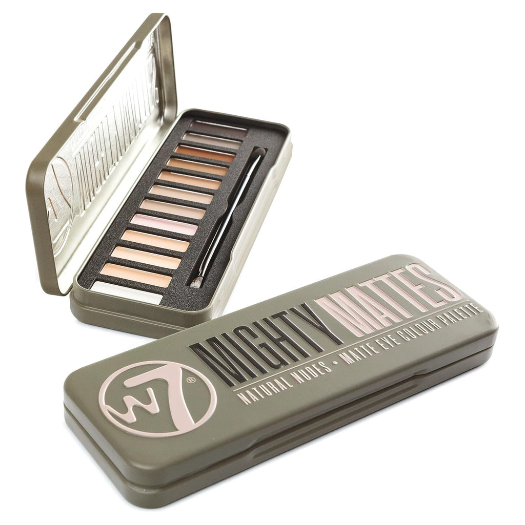 W7 Mighty Mattes Eyeshadow Palette - 12 Flawless Nude Shades for Long-Lasting Natural Looks