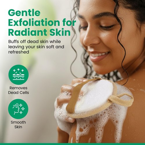 Thalen Natural Loofah Exfoliating Scrubber Body and Face - 3-Pack | Plastic-Free Loofah, No PFAS, Bath Sponge for Women, Shower Scrubber Exfoliator, Face Scrubber for Smooth Skin - Brown Cedar