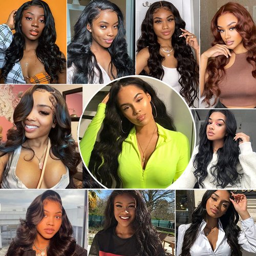 Lace Front Wigs Human Hair 13x4 HD Transparent Pre Plucked with Baby Hair Bleached Knots 150 Density Glueless Human Hair Wigs for Black Women 1B# Natural Color 20 inch