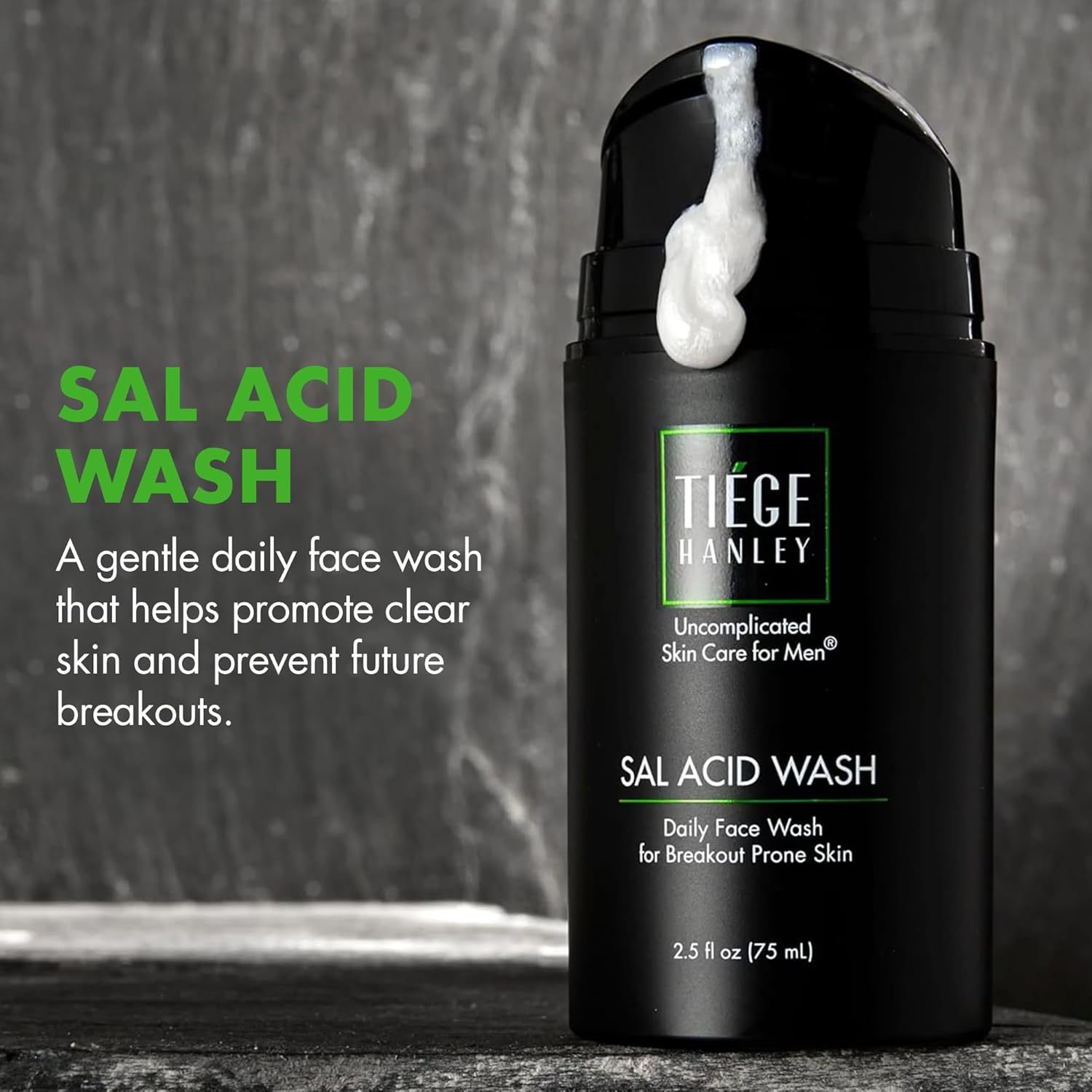 Tiege Hanley Salicylic Acid Cleanser - Gentle Deep-Cleansing Face Wash for Acne-Prone Skin | 2.5 FL Oz