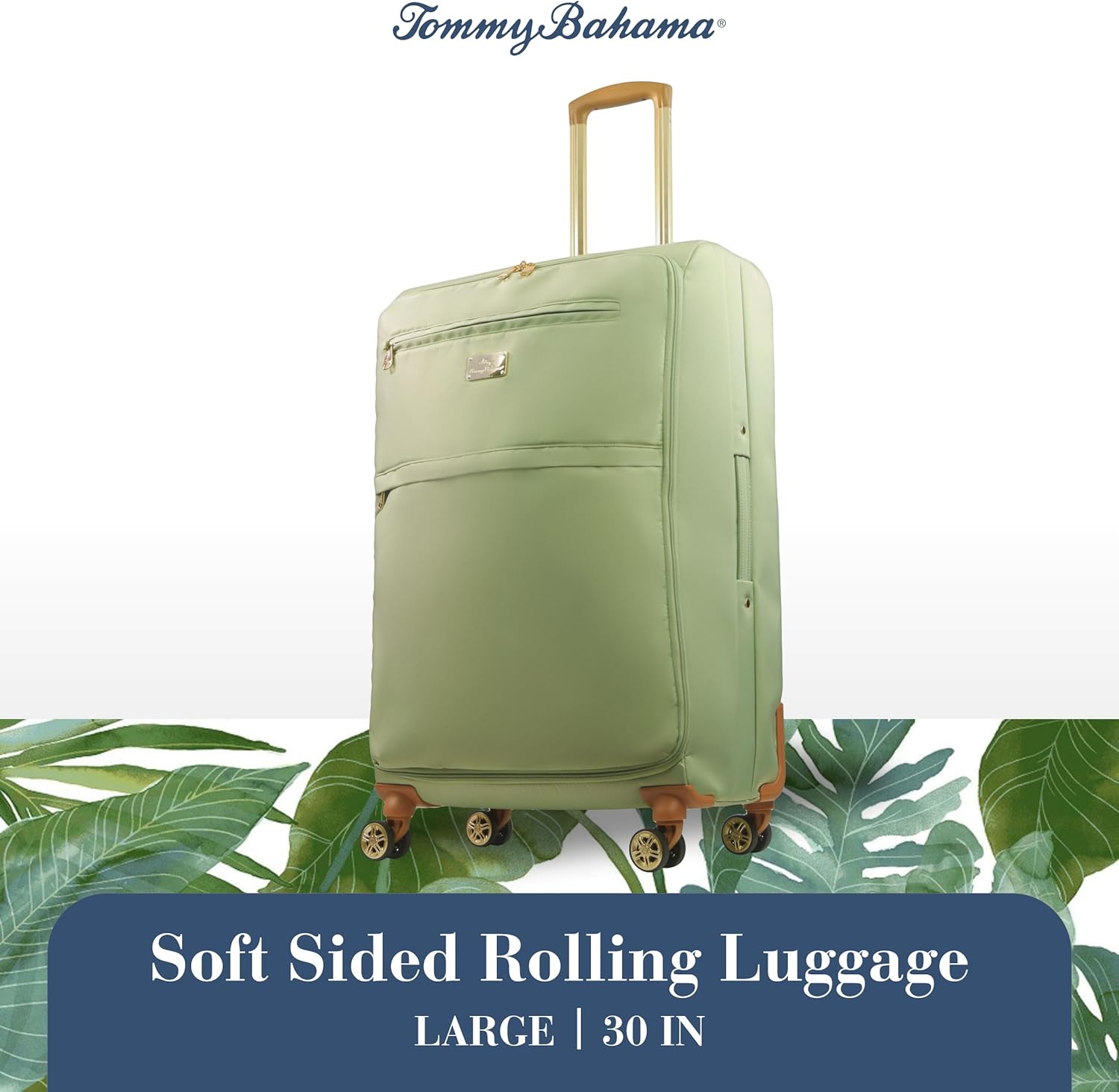 Tommy Bahama 30-Inch Rolling Luggage - Soft-Sided Suitcase with Spinner Wheels | Sage Color