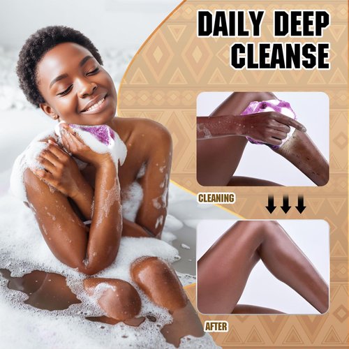 SpiralScgv 4 Pieces Real African Net Sponge – Exfoliating for Smooth & Glowing Skin – Long-Lasting Nylon Mesh, Quick-Dry for Daily Shower Use (Yellow, Pink, Purple, Green)