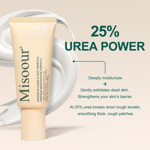 Misoour 25% Urea Hand Cream for Feet with 2% Salicylic Acid & 5% AHA+Aloe Vera, Urea Foot Cream for Dry Cracked Hands, Heels and Feet, Moisturizer and Repair for Rough Skin