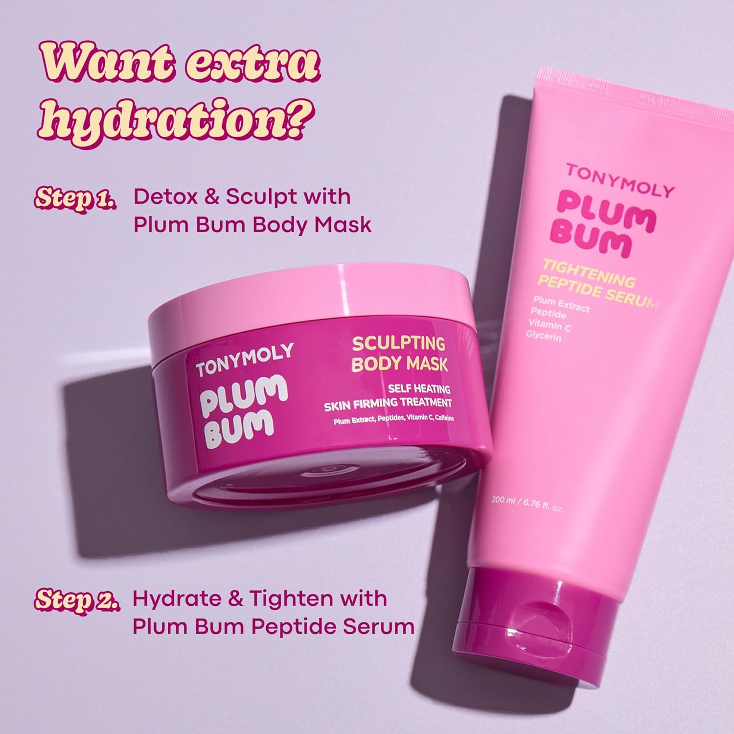 TONYMOLY Plum Bum Tightening Serum - Firming & Hydrating Body Treatment with Plum Extract, 6.76 fl oz