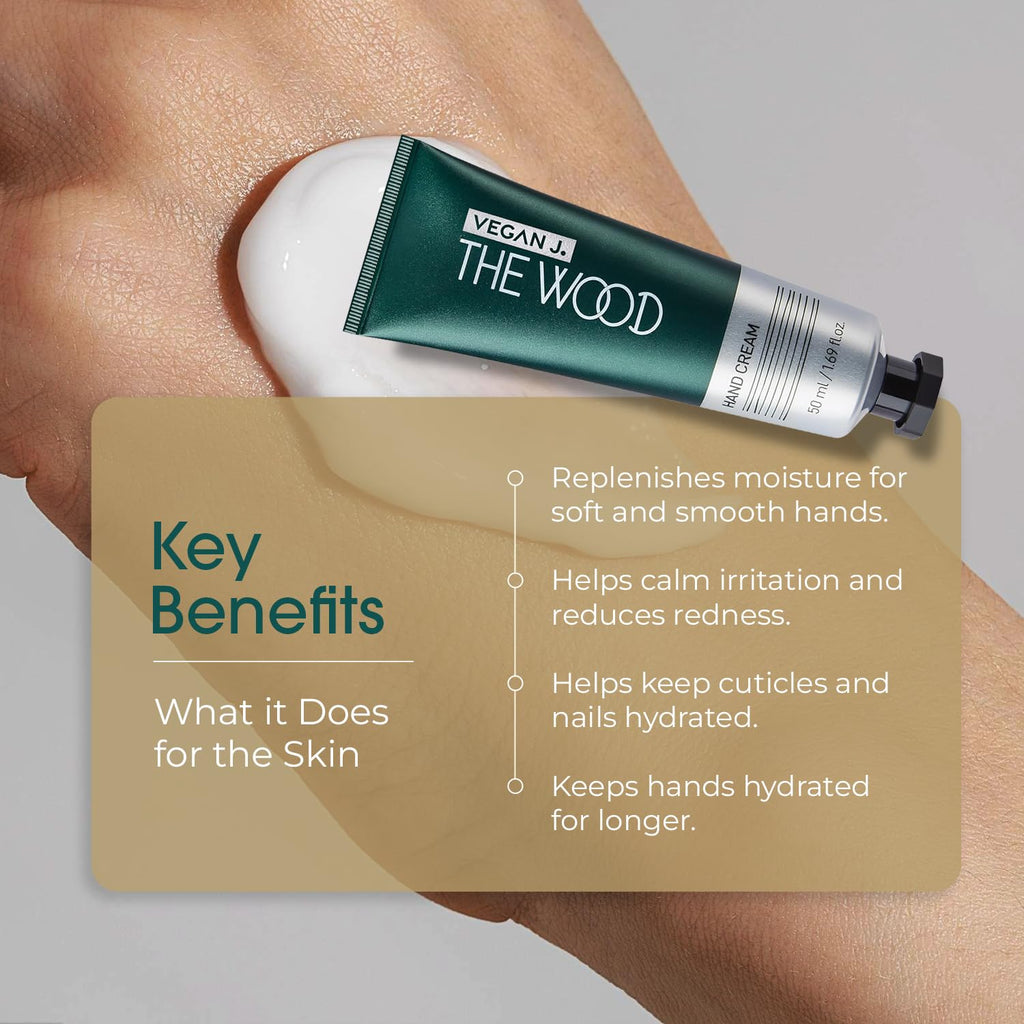 Wood Hand Cream - Deep Hydration with Shea Butter | Fast-Absorbing, Non-Sticky & Vegan (1.69 fl. oz.)