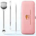 LitBear Pore Prep Tool, Blackhead Remover Pimple Popper Tool Kit, Stainless Steel Blackhead Extractions Tool for Acne, Whitehead Popping, Blemish, Comedone, Pink