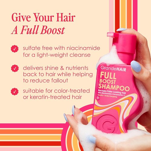 Grande Cosmetics GrandeHAIR Full Boost Shampoo & Conditioner - Sulfate-Free Formula with Niacinamide & Biotin for Healthier, Fuller Hair